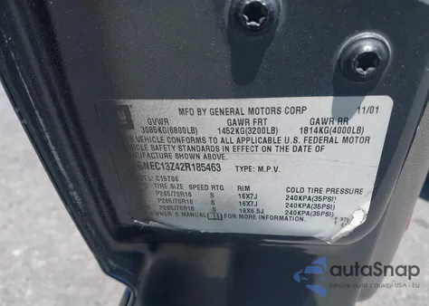 2002 Chevrolet Tahoe Ls from USA, damaged, VIN 1GNEC13Z42R185463